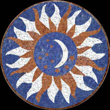 MD684 Moon & stars inside sun marble mosaic
