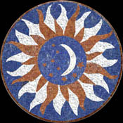 MD684 Moon & stars inside sun marble mosaic