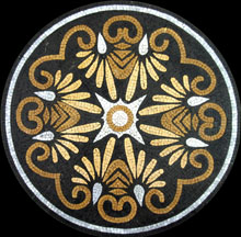 MD705 elegant black & gold floral design mosaic