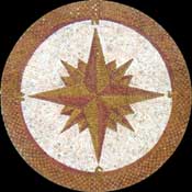 MD764 brown compass on white background mosaic