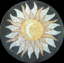 MD787 Moon & stars inside sun illustration style mosaic