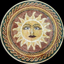 MD795 Sun face mosaic with elegant wave border