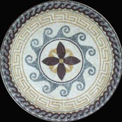 MD805 Blue flower, waves & keys medallion mosaic