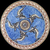 MD843 dolphins swimming in circle on turquoise background