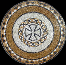 MD846 Central cross in circular design stone mosaic