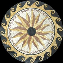 MD860 Golden sun flower with elegant black & gold wave border