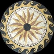 MD860 Golden sun flower with elegant black & gold wave border