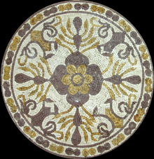 MD866 gold & purple artistic floral mosaic