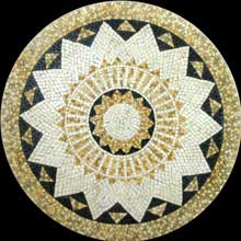 MD870 white gold & black flower design mosaic