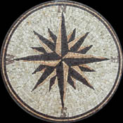 MD970 faded black & salmon pink compass star mosaic