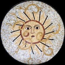 MD993 Sun face on white dotted background