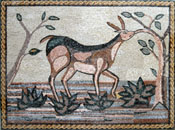 AN110 Gazelle reaching for leave tree mosaic