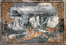 AN120 Tigers in nature marble mosaic