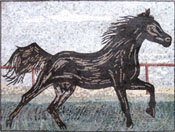 AN139 Black horse in motion mosaic