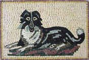 AN147 Dog marble stone mosaic