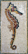 AN171 faded gold & red sea horse mosaic