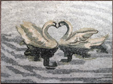 AN180 White swans kissing mosaic