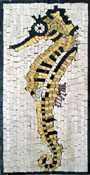 AN200 Gold & black sea horse mosaic