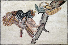 AN22 Birds on branch marble mosaic