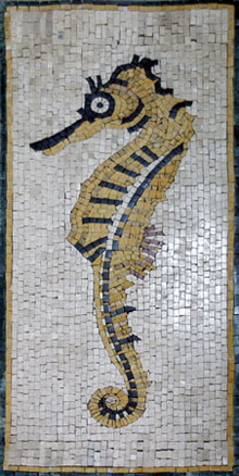 AN225 Gold & black sea horse mosaic