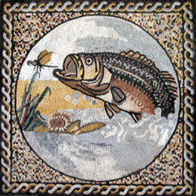 AN24 Jumping fish mosaic with wave border