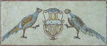 AN262 Center vase with blue & brown long-tailed birds