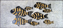 AN271 Swimming black & gold fish mosaic