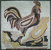 AN28 Brown gold & black rooster mosaic