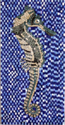 AN285 Sea horse on blue blackground mosaic