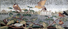 AN286 Birds on leaf branches landscape mosaic