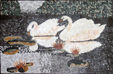 AN288 White swans on lake mosaic