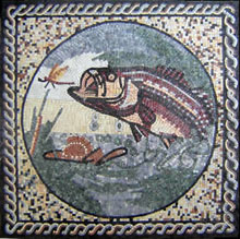 AN3 Jumping fish mosaic with wave border