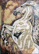 AN316 Majestic white jumping horse mosaic