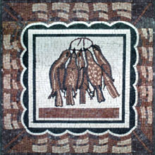 AN32 Burgundy & white artistic birds mosaic