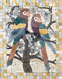 AN320 Colorful parrots and flowers stone mosaic
