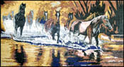 AN330 Beautiful golden color horse group mosaic