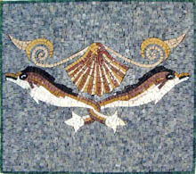 AN333 Tangled dolphins & sea shell mosaic