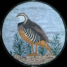 AN338 Bird on blue background mosaic