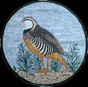 AN338 Bird on blue background mosaic