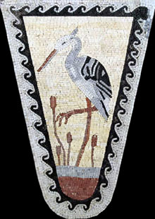 AN35 Triangular stork mosaic with wave border