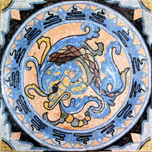 AN359 Blue & salmon pink nautical marble mosaic