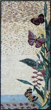 AN387 Beautiful butterflies on plant mosaic