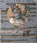 AN41 Beautiful flying stork and moon mosaic