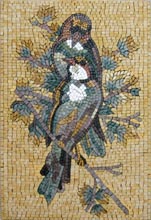 AN426 Love birds on golden background mosaic