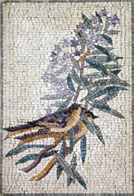 AN432 Two birds on leaf branches mosaic