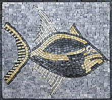 AN57 Beautiful black & gold fish mosaic