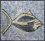 AN57 Beautiful black & gold fish mosaic