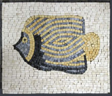 AN62 Gold blue & black fish mosaic