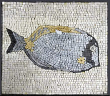 AN63 Gold blue & black fish mosaic