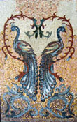 AN78 Beautiful peacocks in heart shape plant mosaic